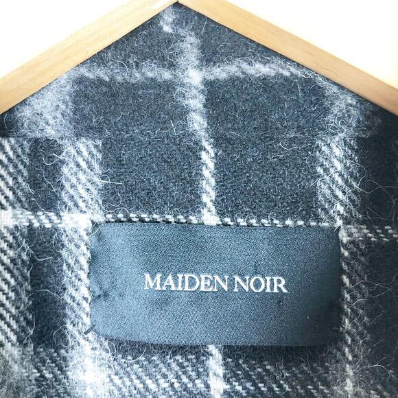 Maiden Noir Men’s Wool Alpaca Plaid Zip Jacket Large Black White Check Coat - Picture 5 of 13